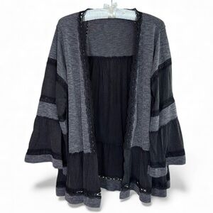 POL Lace Trim Bell Sleeve Boho Cardigan Size Small NWOT
